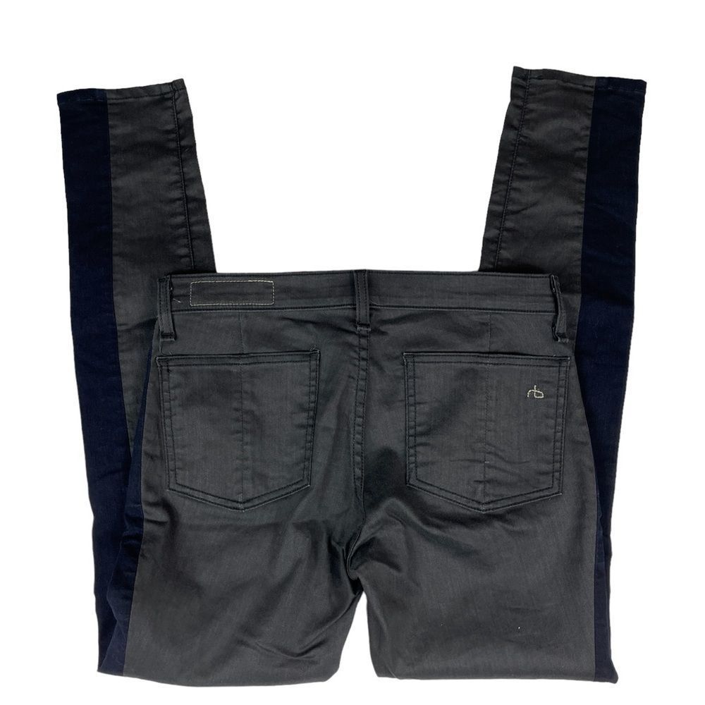 rag & bone Black Skinny Jeans with Navy Side Panels